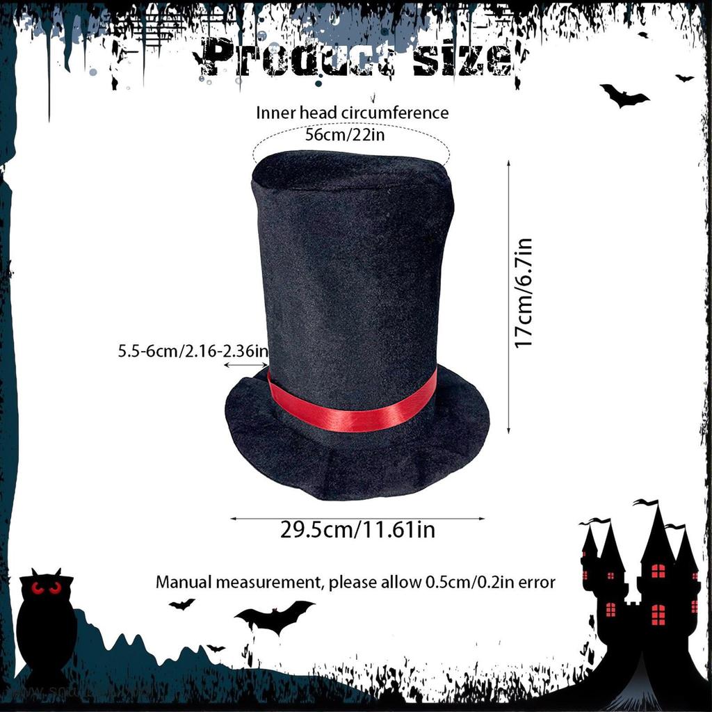 Top Hat Black Magician Butler Dress Up Costume Accessory Novelty Formal
