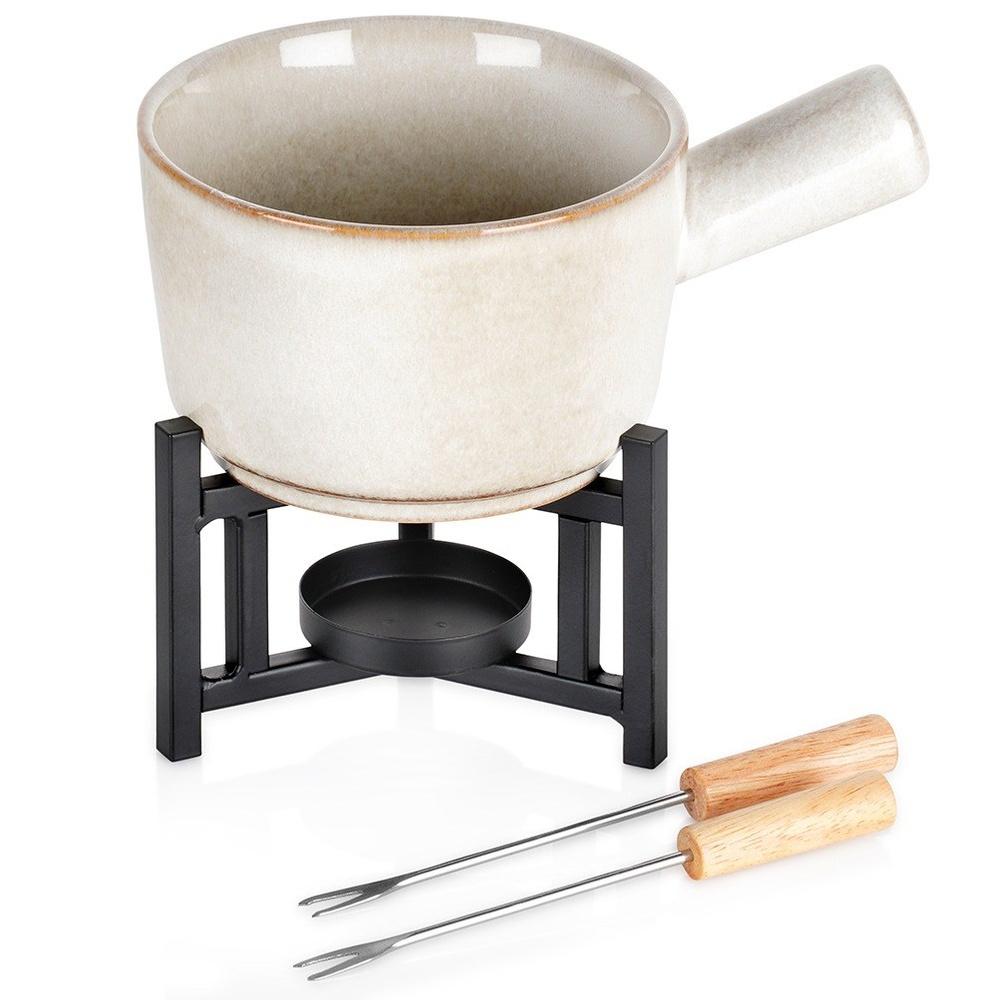 SuperMerchantEU Porzellan-Fondue-Set 450 Ml, 4 Teile.