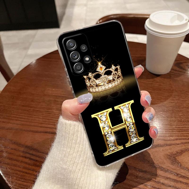 Průhledný obal na telefon pro Samsung Galaxy A56 A57 A37 A55 A54 A36 A35 A26 A25 A16 A17 A07 A52 A34 A73 A53 Kryt G F V H D P C B Písmeno