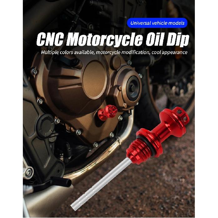 1pc Motorcycle Scooter Engine Red Blue Black Gold Silver Aluminum Oil Dipstick Filler Cap Plug Engine Crankcase Oil Level Gauge