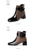 Women's 2025 Autumn/Winter British Style Fleece-Lined Square Toe Chunky High Heel Ankle Boots