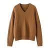 2025 Women's Wool V-neck Cable Knit Long Sleeve Sweater - Loose Fit Cashmere Autumn Winter Top