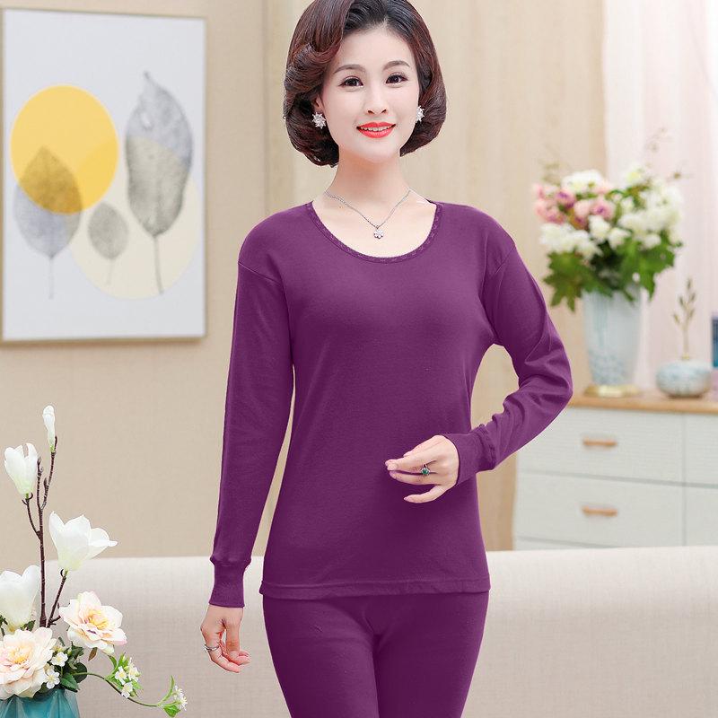 Women's Plus Size Cotton Warm Long Johns Set - Autumn Grandma Style