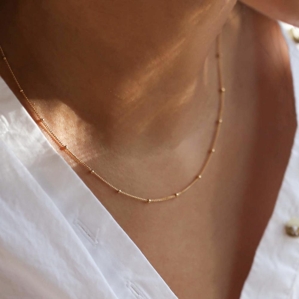 CARLIDANA Fashionable Wholesale for Women Jewelry Female Stainless Steel Gold Plated Ball Link Chain Necklaces Collares De Mujer