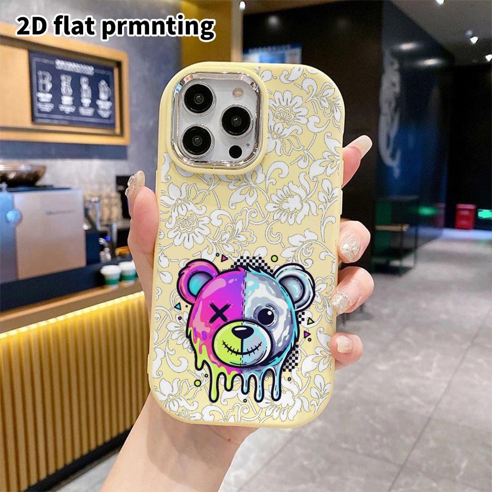 Phone Case: 2D Flat Design Suitable for iPhone 18 17 16 15 14 13 Pro Protective Case, Couple Style, Torn Bear Head, Christmas and Halloween Gift
