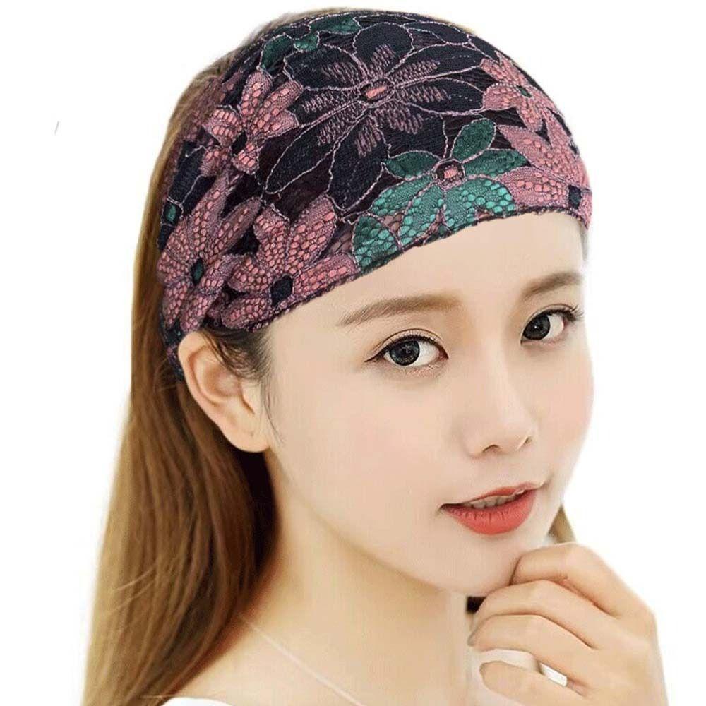 Hair Hoop Mesh Flower Headband Non Slip Wide Side Head Wrap Fashion Lace Hairbands  Mother