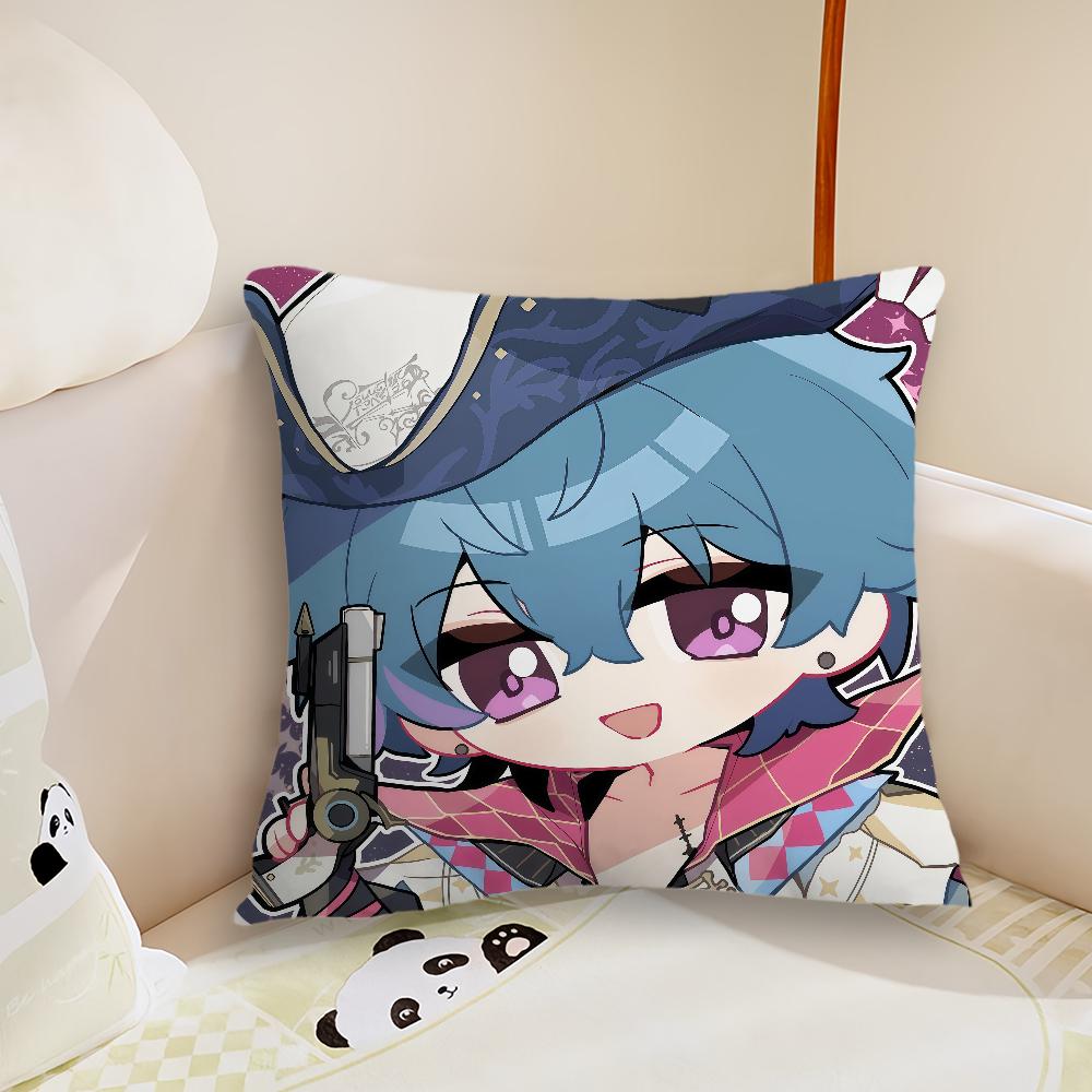 Cute Version Wuthering Waves Rinascita Cushion Cover Plush Fabric Soft Double Sided Print Sofa Cushion Cover Throw Pillow Covers