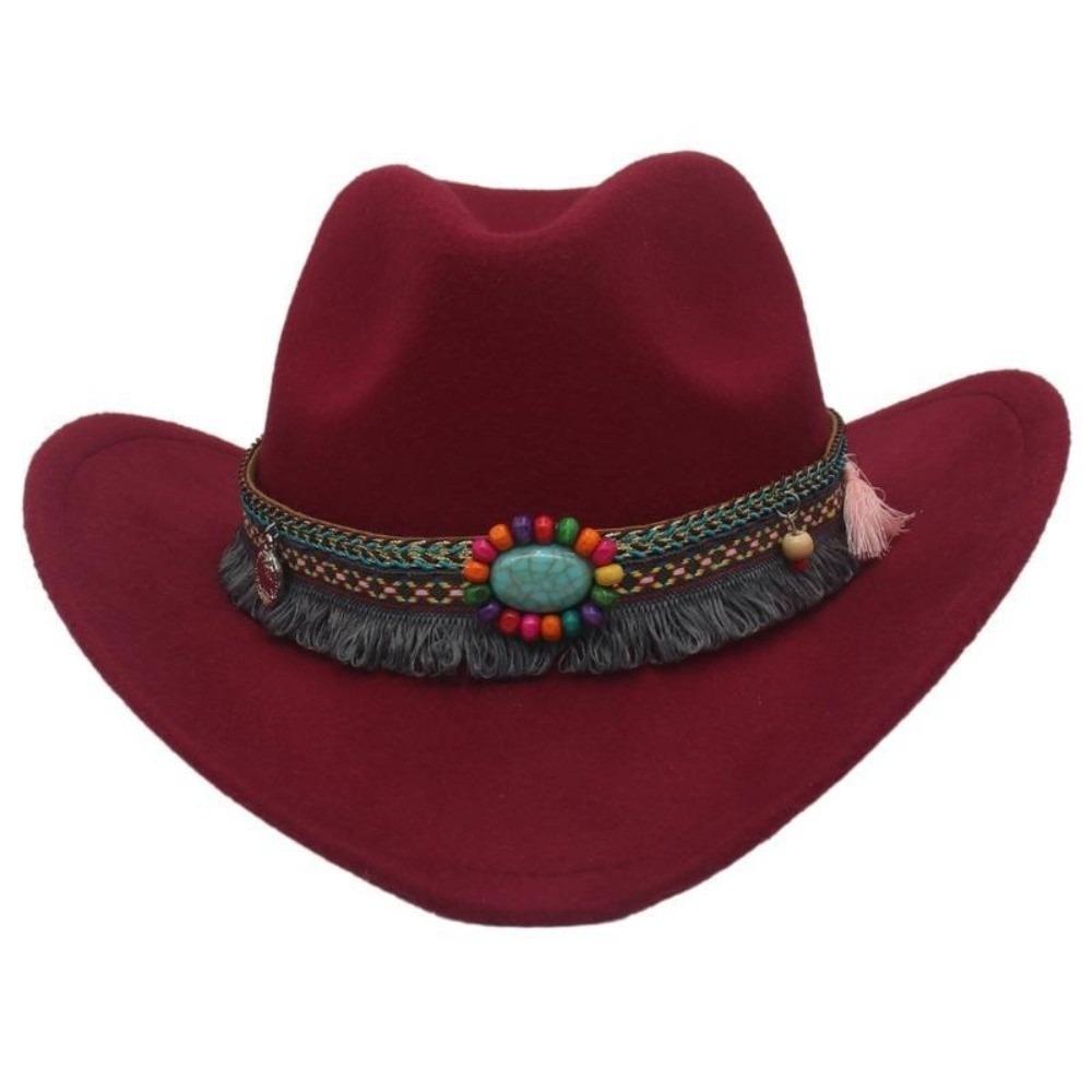 Woolen Western Cowboy Hat Solid Color Party Cosplay Hat Simple Cowgirl Jazz Hat Bucket Hats