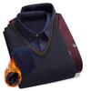 Men's Plush Sweater Autumn Winter Fake Two Piece Pullover Polo Shirt Collar Fleece Thick Warm Top Clothes Casual Jumpers
