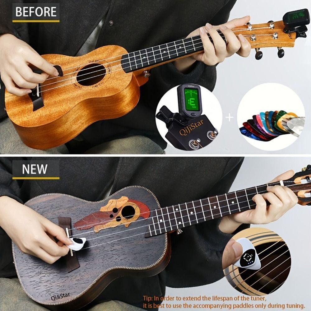 Real Time Guitar Pick&Tuner Portable Electric Digital Tuner Folk Guitar & Ukulele Tuner  Acoustic