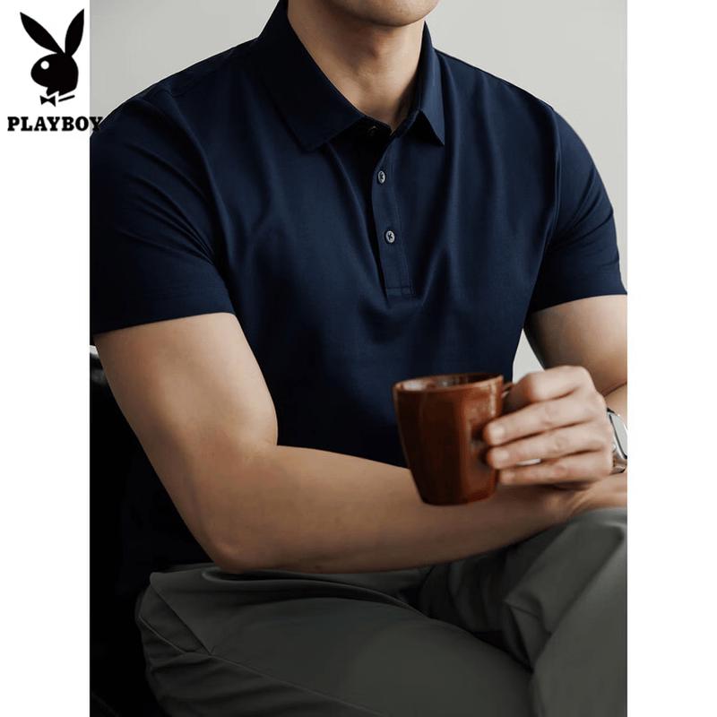 PLAYBOY Men s Old Money Style Cool-Touch Lapel Polo Shirt 2XL