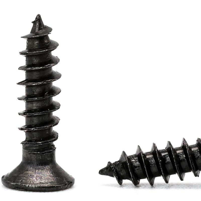 Carbon Steel Black Cross Recessed Countersunk Flat Head Tapping Screws Set