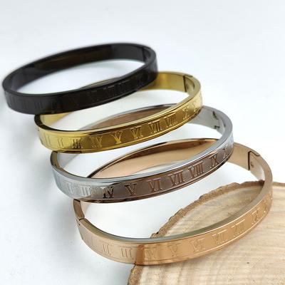 Classic Roman Numeral Stainless Steel Gold Plated Women's Bracelet, High Quality Silver Bracelet, Wedding Party Jewelry