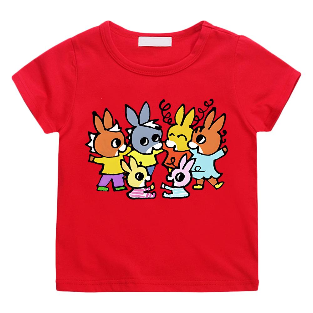 

Cartoon Printing Lane TrotroT-shirts Summer Cute Graphic Print Tee Short Sleeve 100%Cotton Kawaii Tshirts Girls/Boys Clothes Anime Tops Funny T-shirt 100 красный