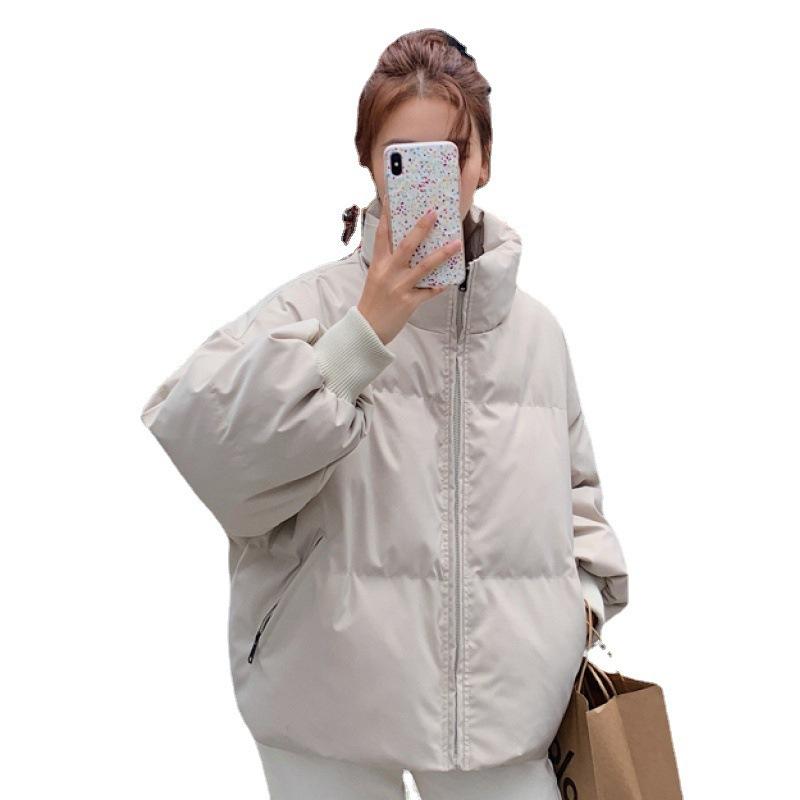 New Style Down Cotton Coat for Small Women with Stand Collar and Loose Hong Kong Style Student Bread Coat Cotton