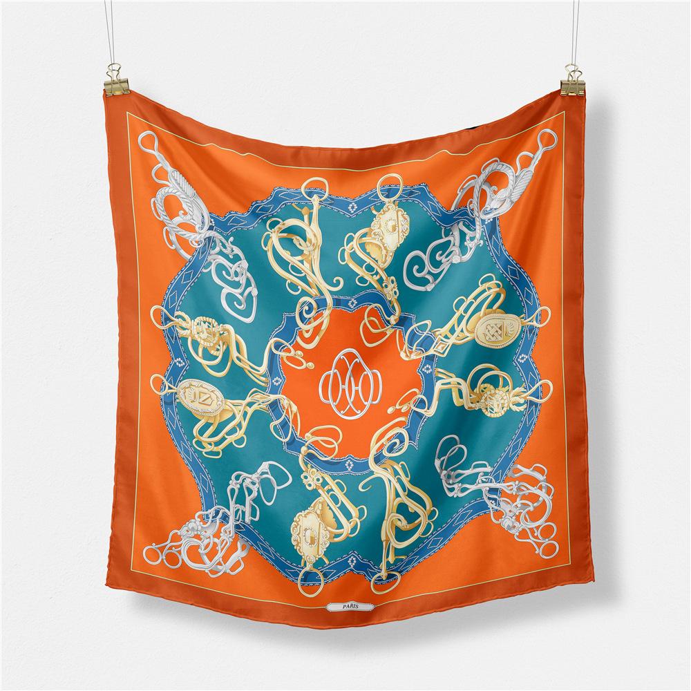 New Brand Design Chain Printed Silk Scarf Fashion Women Scarf Small Square Scarves Head Scarf Neck Tie Band Neckerchief