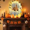 Halloween Ghost Wreath 12 White Ghost Wreath with Witch Hat DIY Front Door Hanging Decoration for Indoor Outdoor Wall Window Porch Patio Garden