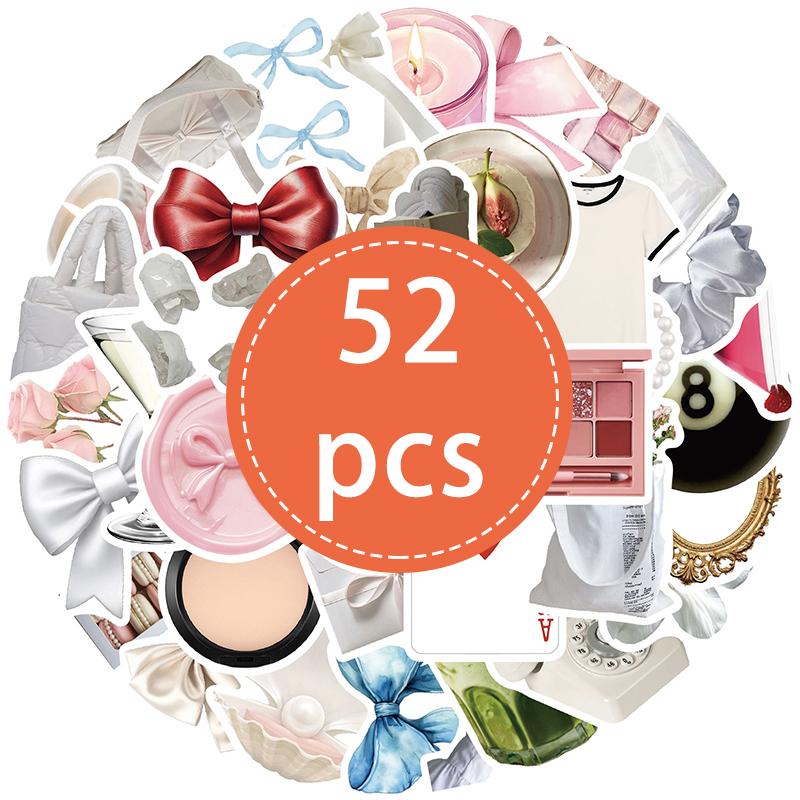 

52PCS Coquette Aesthetic Stickers Cute Pink Bow Sticker Kawaii Pink Decals Waterproof Vinyl Decal for Water Bottles Laptop