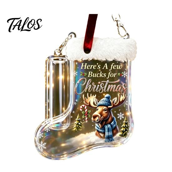 Personalized Cash Gift Holder Christmas Stocking Money Holder, Clear Clip Ornament for Tree Festive Box Hanging Decor, Transparent Bill Display
