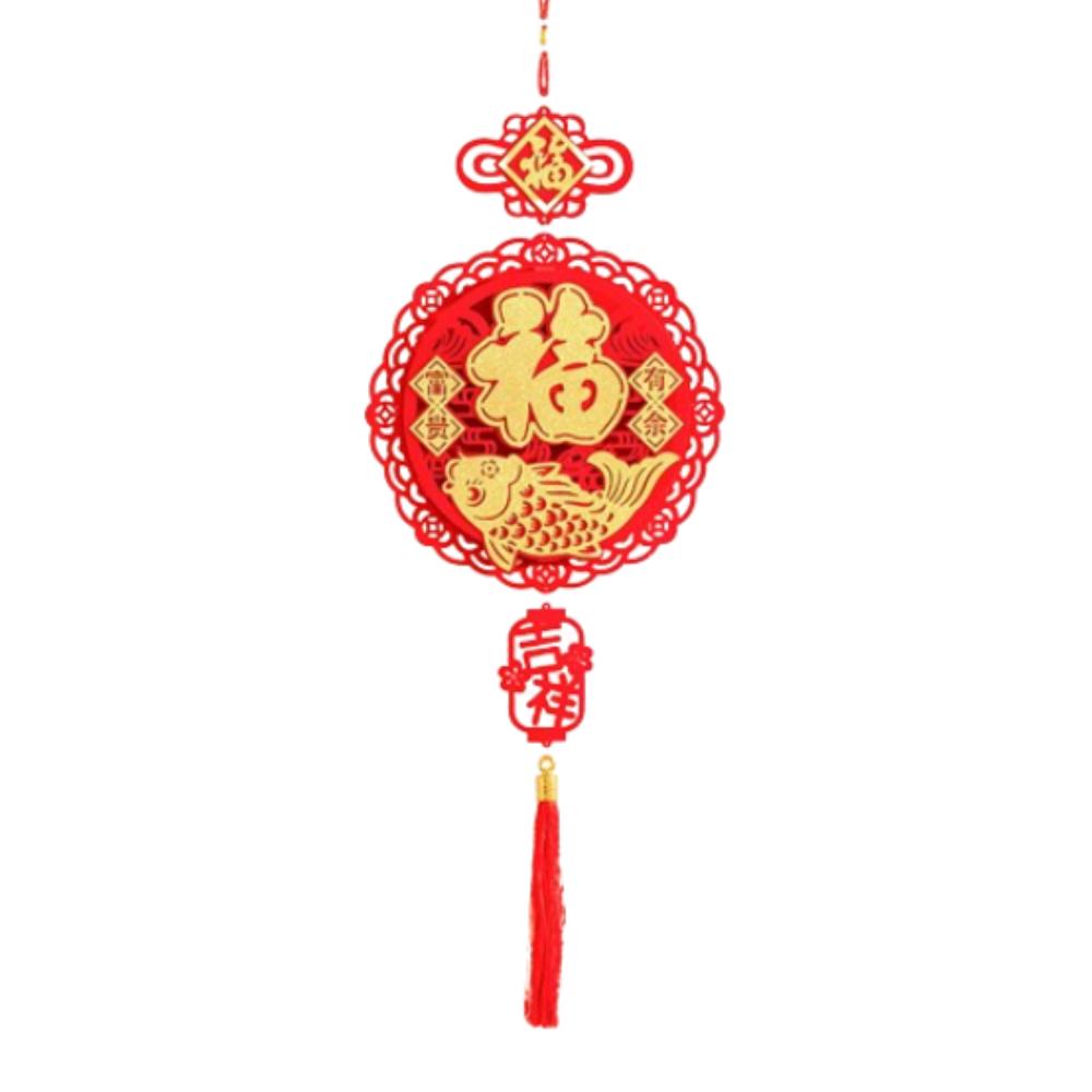 Red Chinese Lucky Character Pendants Flocking Spring Festival Hanging Decoration  Party Supplies