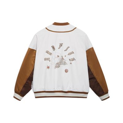 Li Ning Badfive Basketball Series Color Block Letter Sports Jacket Men Jacket Off-White AJMT299-1