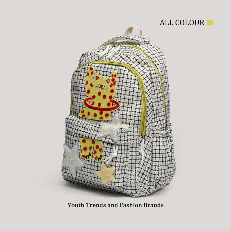 College-Stil weicher niedlicher Mädchen-Rucksack große Kapazität karierter Schulrucksack Nischendesign niedlicher hoher Wert Cartoon-Rucksack