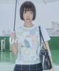 VIDEO JOCKEY [Boundary X Video Jaki] Patchwork Print T-Shirt [Blue]