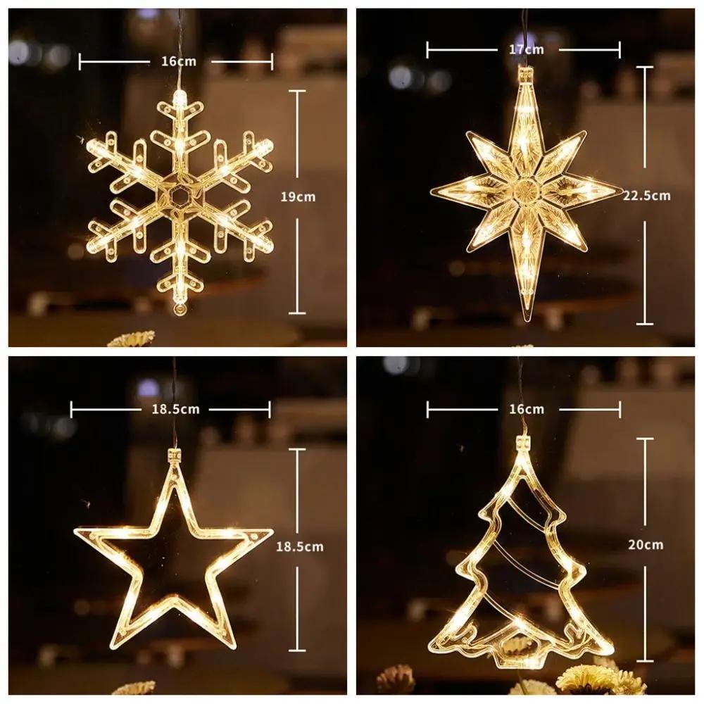Suction Cup Design Christmas Window Lights Snowflake Hanging Sucker Lamp Christmas LED Light New Year Celebration