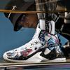 Spring new basketball shoes personalized painting inkjet leather sports shoes raw game shoes