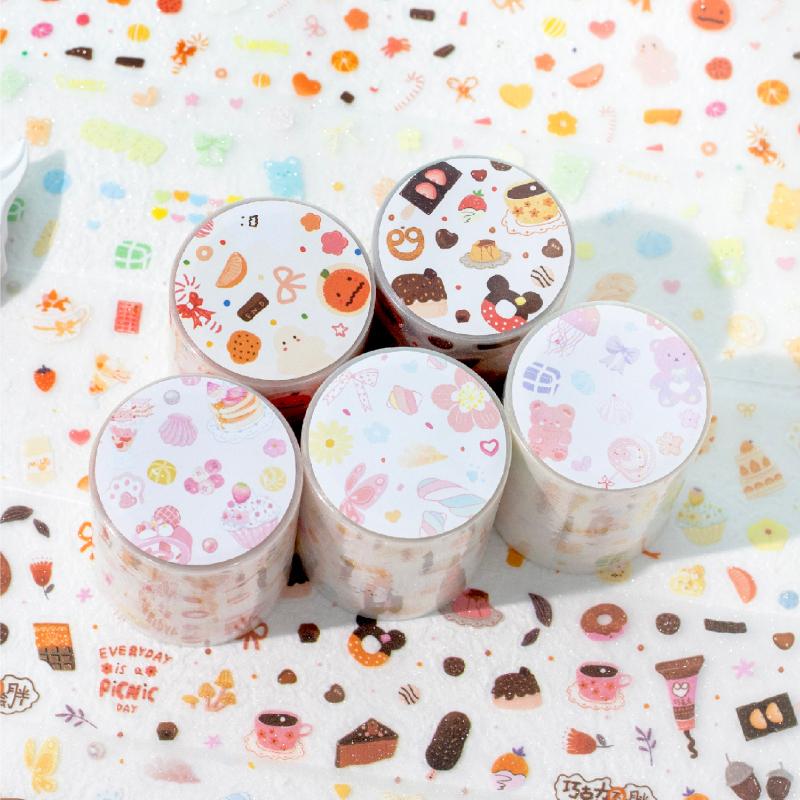 Journal GO 5x200cm Kawaii Simple Doodle Tape Sticker for Journaling Greeting Cards Scrapbooking Journal DIY Cute Mini Stickers