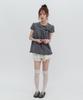 HIGH SCHOOL DISCO Check Ribbon Round Collar Blouse