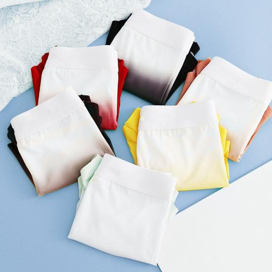 Boxer da uomo, con stampa a lettere, con stampa sfumata, in seta ghiacciata, con design a U convesso, vestibilità aderente, mutandine ad alta elasticità