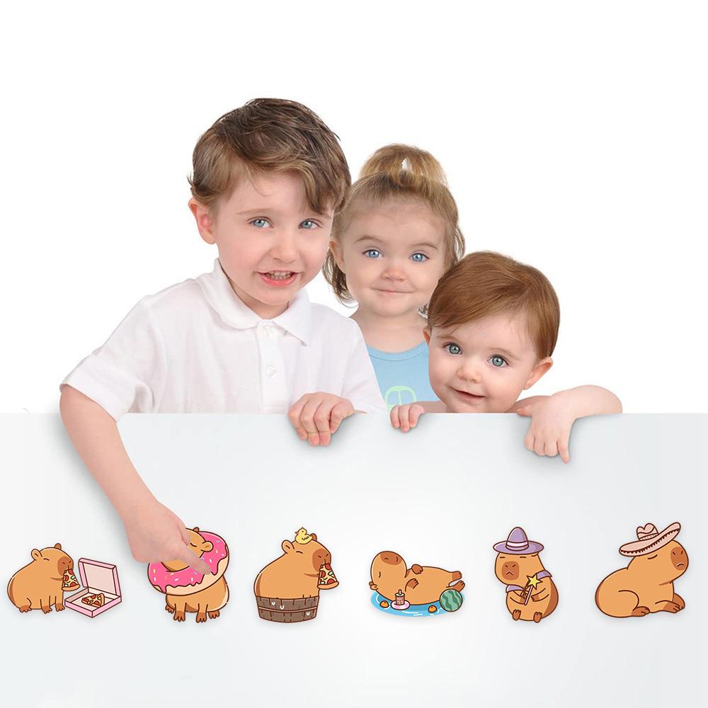 8Sheets Cute Capybara Puzzle Stickers Make-A-Face Assemble Funny Cartoon Decal Assemble Diy Jigsaw Children Boys Toys
