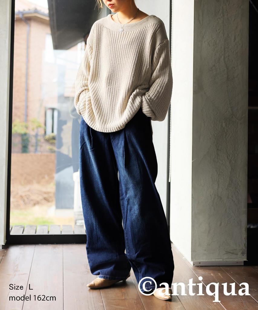 Antiqua Long Tuck Wide Denim Size Size Cobalt Blue Women's Pants, LA-00017, M, 22,