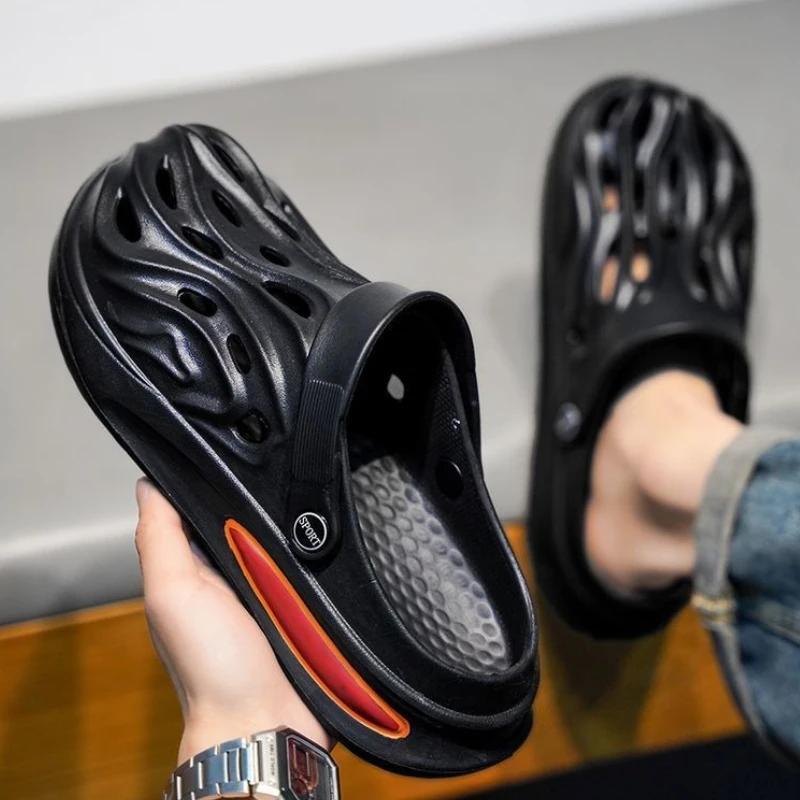 Fashion Hole Men's Shoe Slides Beach Soft Sabot Cheap Shoes Liquidation Rubber Original Comfortable Elegant Adult Casual Male Slipper