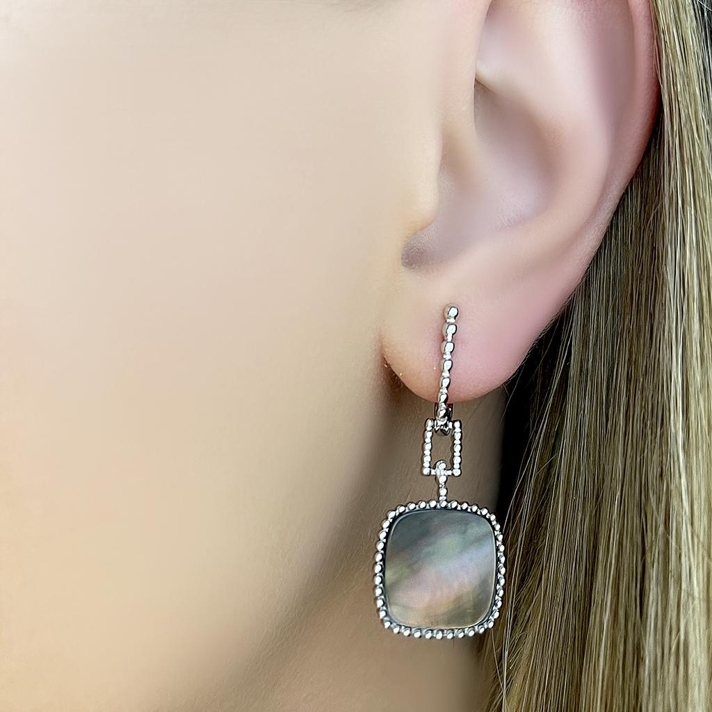 Silver Earrings with Natural Mother-of-pearl (2109877)