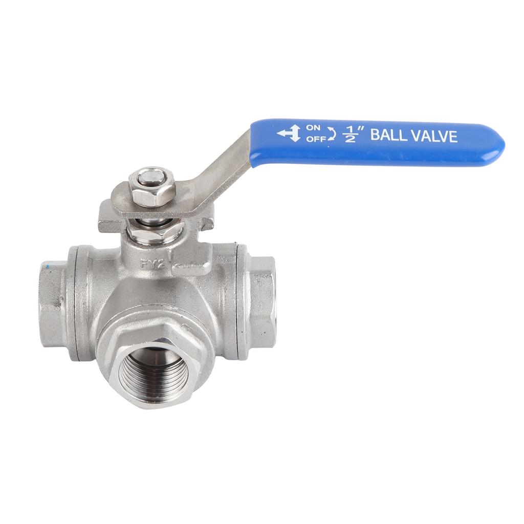 Stainless Steel SUS304 Pipe T Port Ball Valve Three Way Type Female Thread DN15