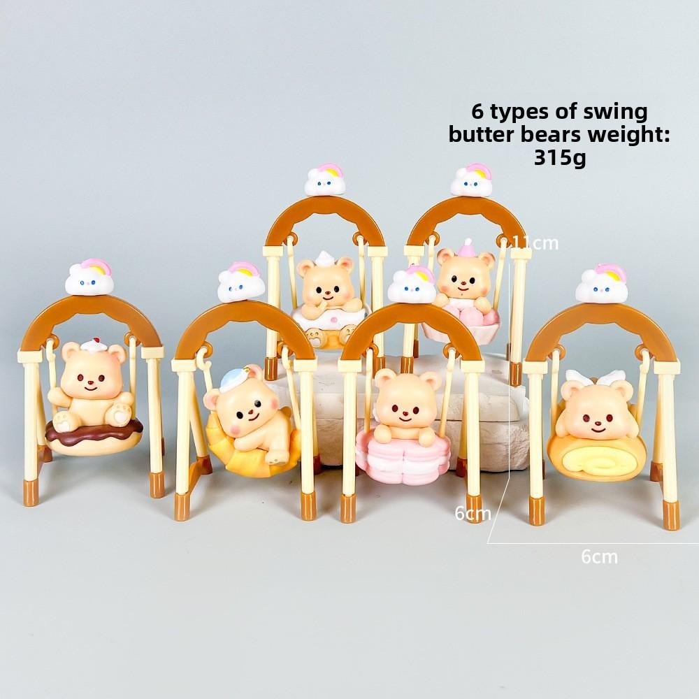 Bear Butter Cute Donut Burger Swing Food Series Model Ornament Set Desktop Decor