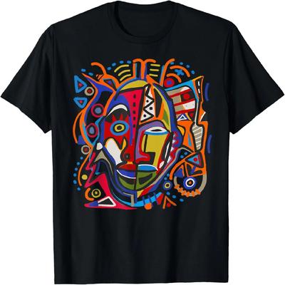 African Graffiti  Mask Outsider Art Abstract Graphic T-Shirt
