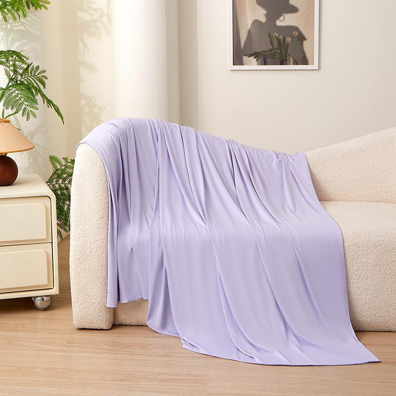 Summer Ice Silk Cooling Blanket Lightweight Breathable Multi-functional Thin Cooling Bed Blanket Solid Color For Home Hotel