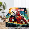 Custom Name Deadpool Theme Printed Blanket - Perfect for Couch, Bed, Travel & Outdoor Use | Machine Washable, Cozy & Durable.