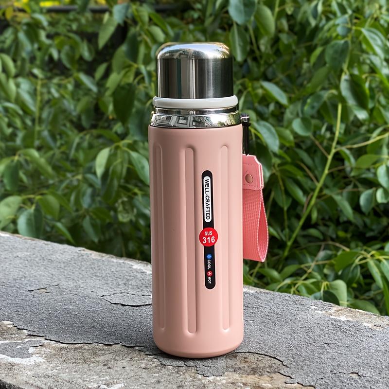 1pc Double-Wall Vacuum Cup - Stainless Steel Reusable Insulated Water Bottle with Flip-Top Lid for Outdoor Gym Camping Office