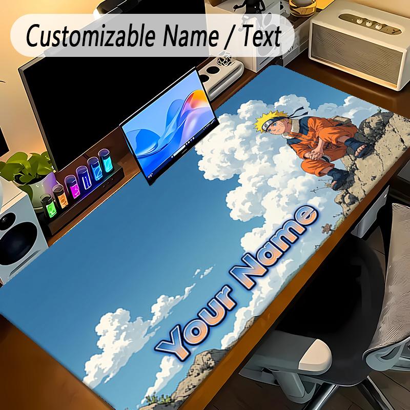 Large Mouse PadNaruto Custom Name Text Personalized Desk Mat Non Slip Gaming Pad