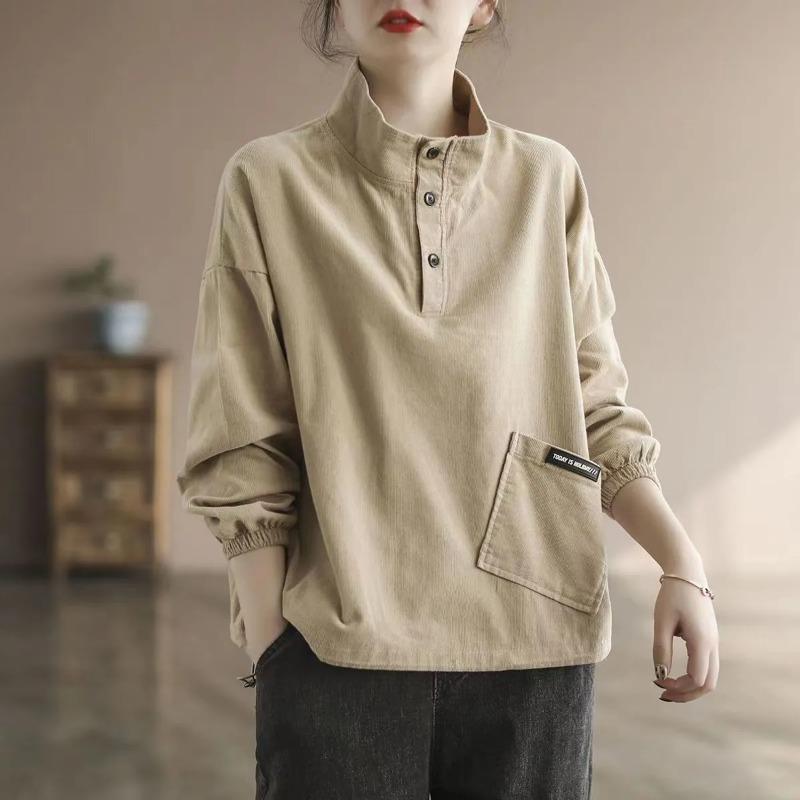 

Sweatshirt for Women Oversize Slimming Loose Standing Collar Casual Pullover Long Sleeve Spring Sweatshirt Top XXXL абрикосовий