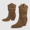 Women's Plus Size Brown Chunky Heel Ankle Boots for Autumn/Winter