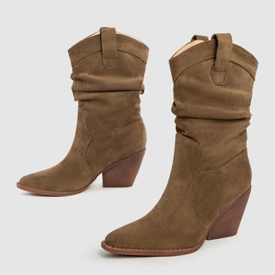 Botines Marrones de Tacón Grueso para Mujer Tallas Grandes para Otoño/Invierno