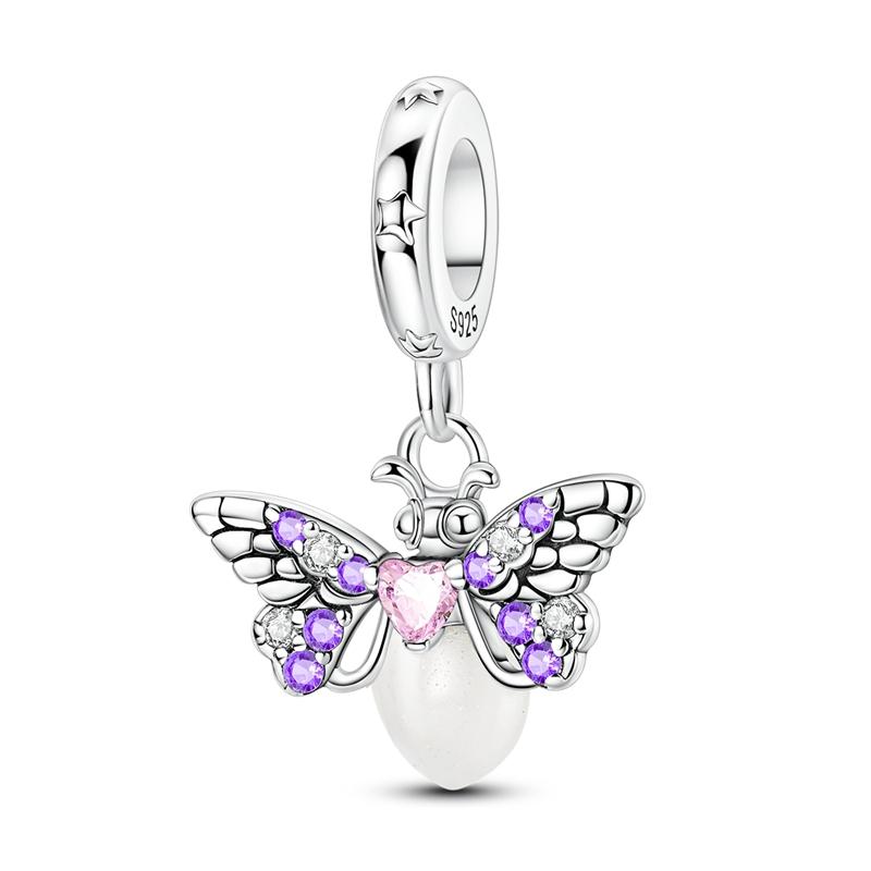 Charms Copper Original Heart Butterfly Four-Leaf Clover Charm Beads Pendant Fit Bracelet Diy Woman Jewelry Making