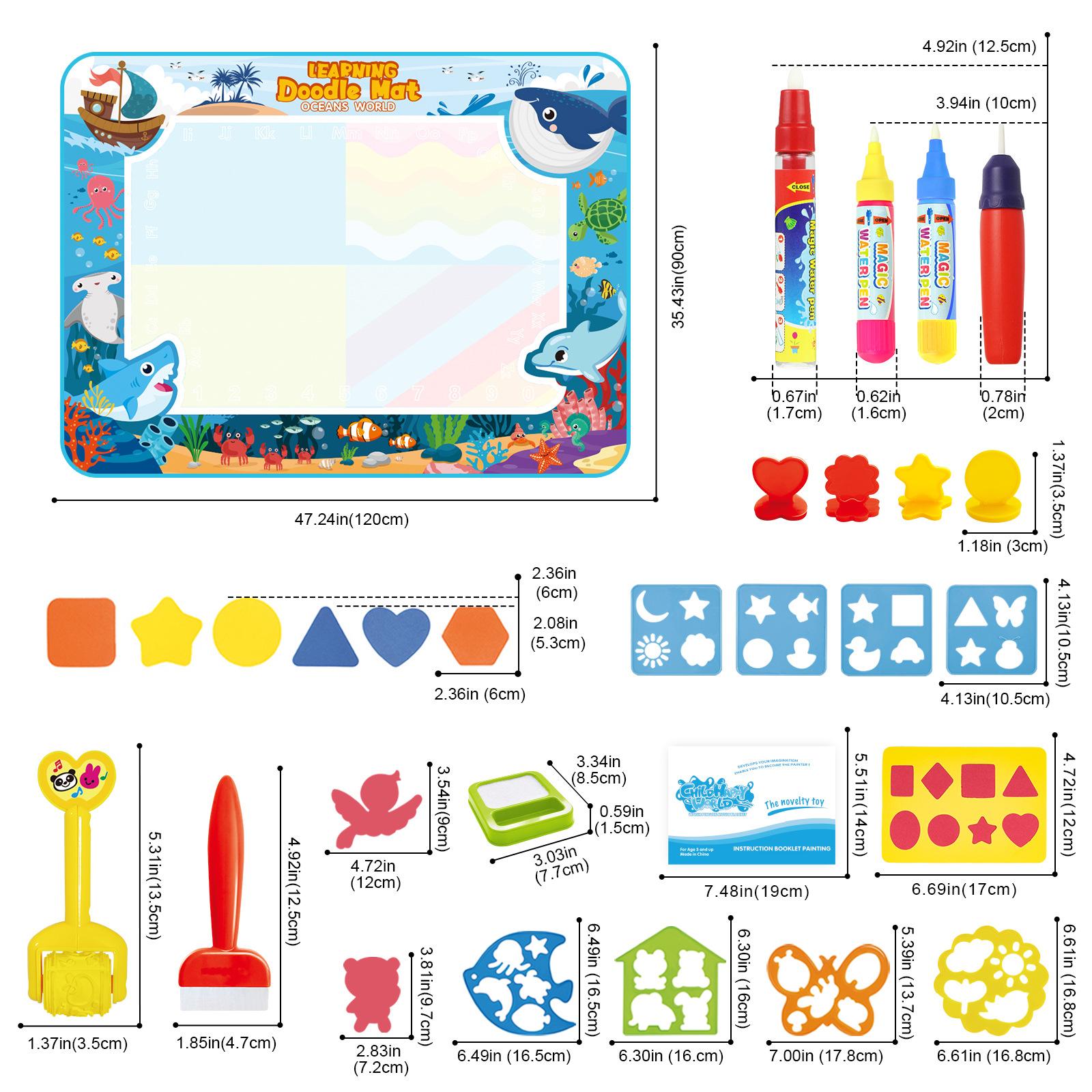

Coloring Doodle Magic Water Drawing Mat with Reusable Magic Pens Educational Painting Board Montessori Toys for Kids