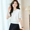 Srcr Silk-Blend Hollow Knit Short Sleeve Blouse