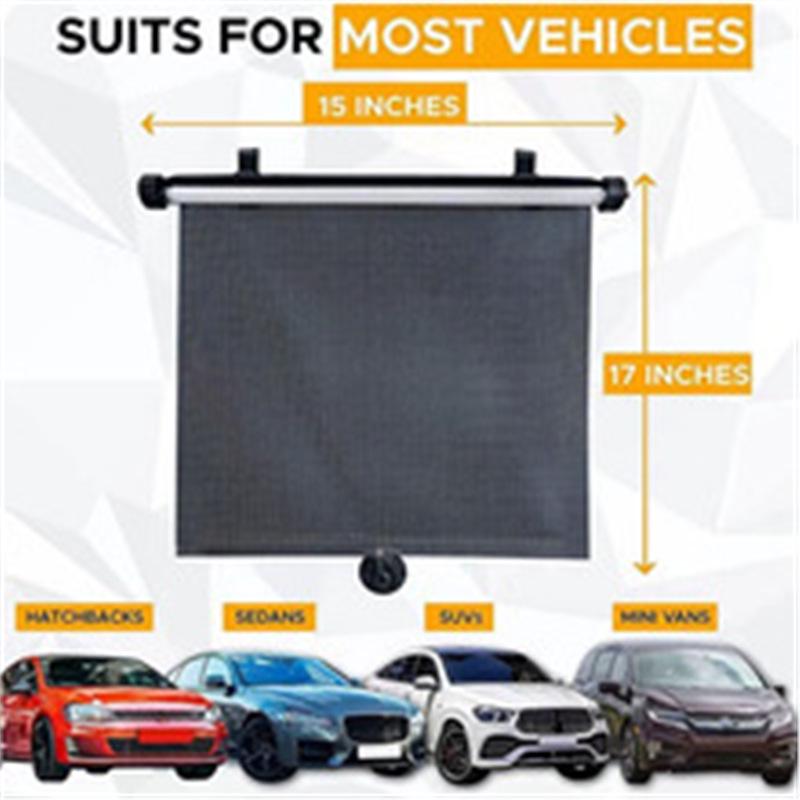 Retractable Car Side Window Roller Sunshade with Suction Cups 40x45 cm